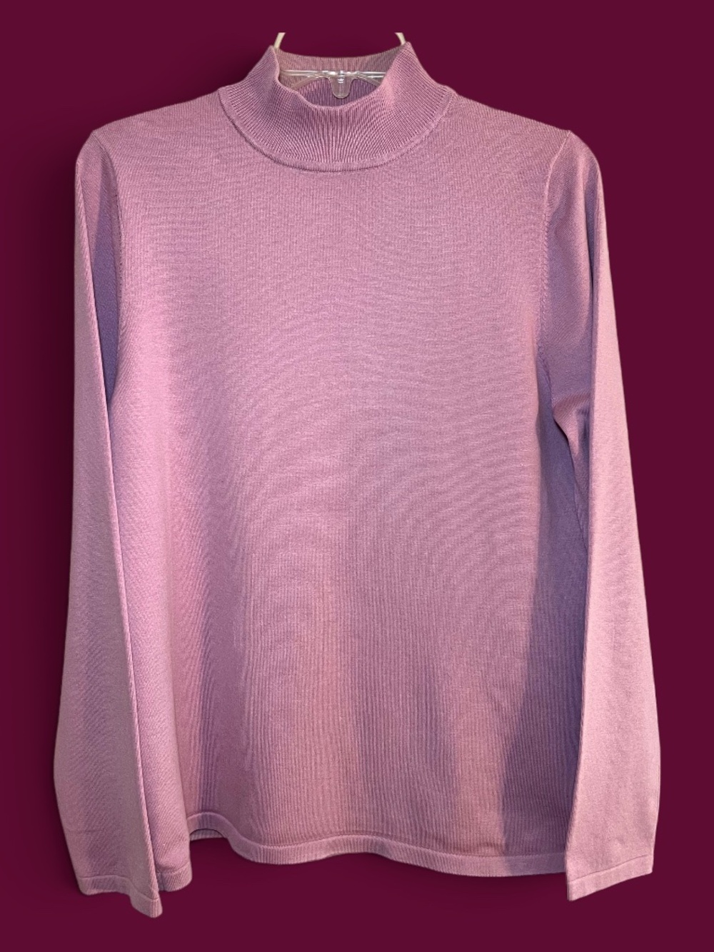 Pendleton Mauve Pink Mock Neck Silk Cotton Sweater Size L